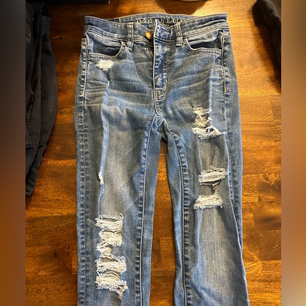 American Eagle Outfitters Ripped Blue Skinny Jeans